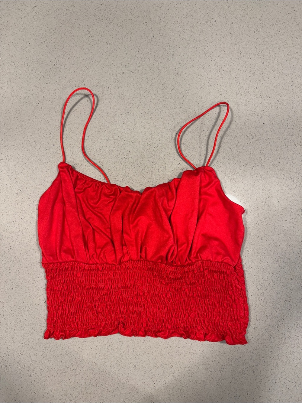 Blue Blush Red Smocked Cami Crop Top